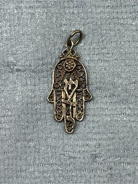 VINTAGE 925 Silver Hamsa Hand Filigree Pendant